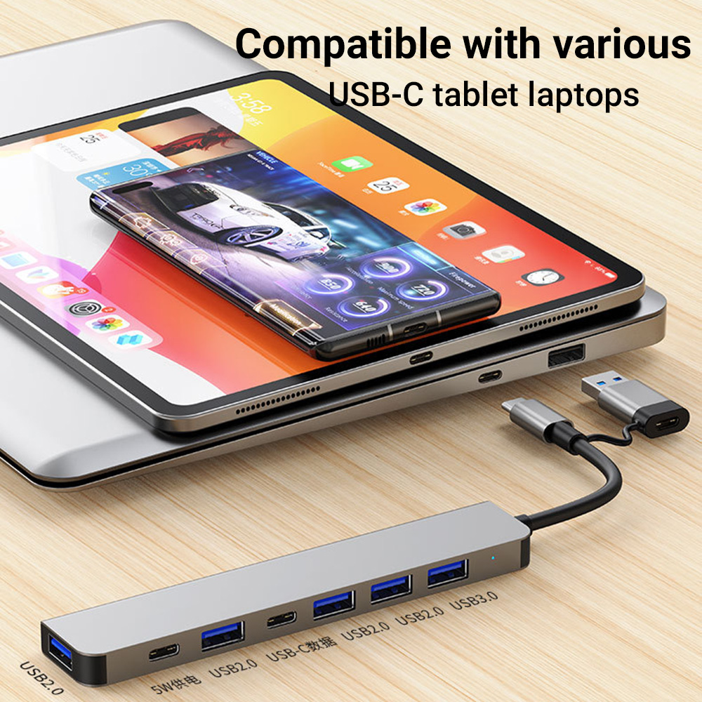 Tablet Accessories For Students - 7-in-1 듀얼 헤드 USB-C&USB 도킹 스테이션