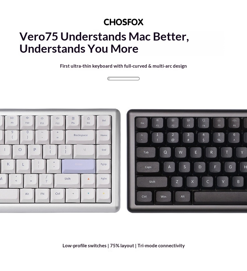 Vero75 로우 프로파일 기계식 키보드 트라이 모드  - Android Tablet Gaming Accessories 리뷰 및 가격