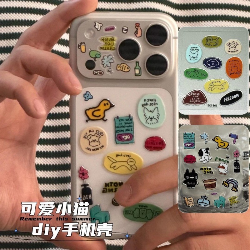 귀여운 만화 고양이 강아지 3D 투명 레진 스티커 젤리 - Tablet Phone Accessories 리뷰 및 가격